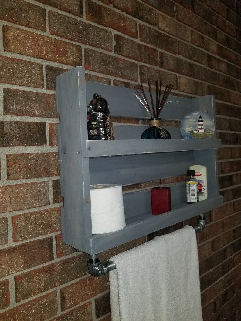 Bathroom Shelf Industrial Pipe Towel Rack Bathroom Decor Etsy