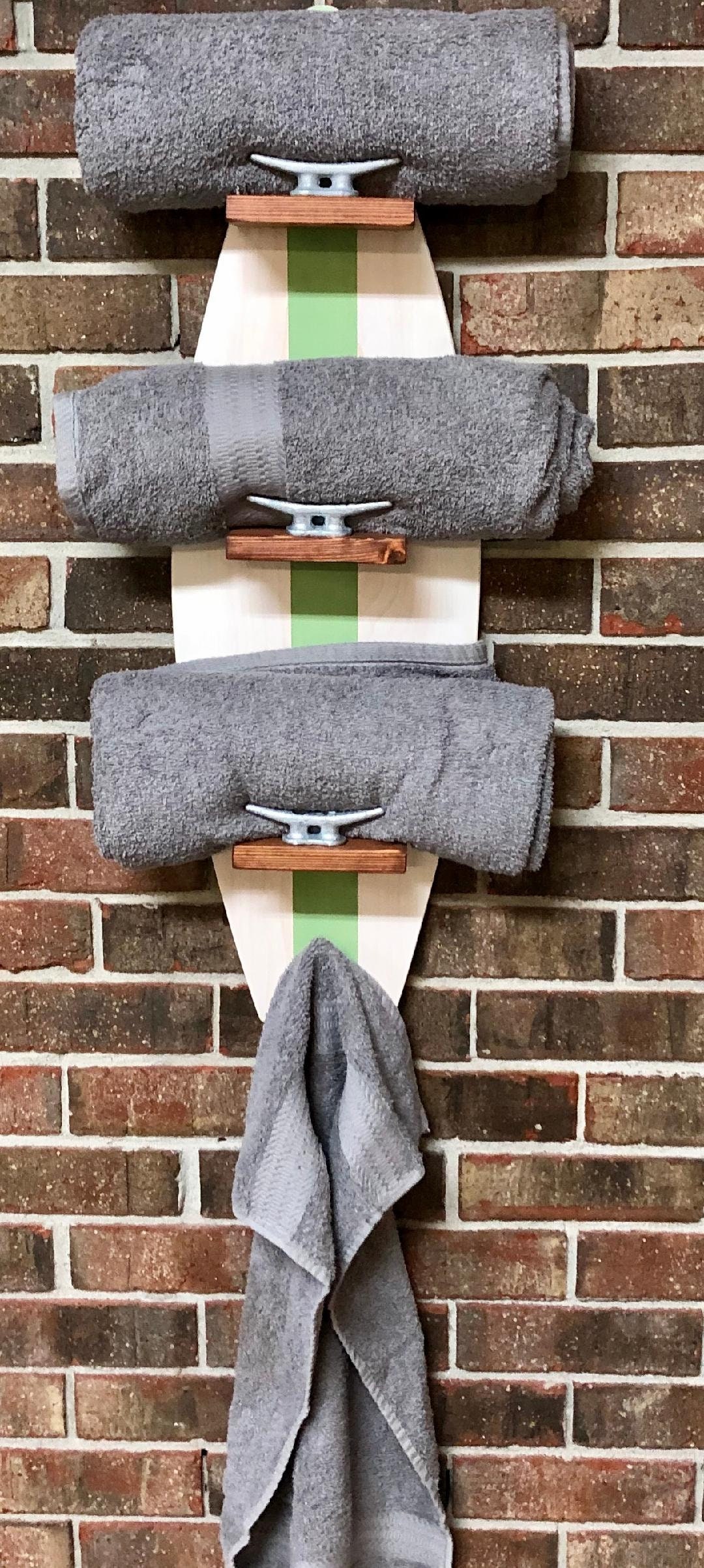 Surfboard Towel Rack Nautical Towel Rack Nautical Decor Etsy