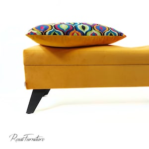 Coffre capitonné, banc avec rangement, pieds en métal noir, 90 cm, pouf, Rossi Furniture