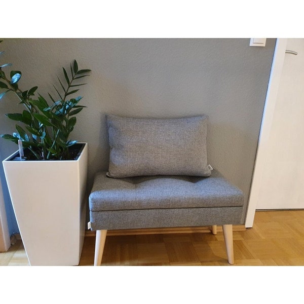 Banc LOVARE avec espace de rangement 60 cm Meuble Rossi + COUSSIN