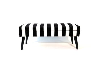 Lovare LUX bench STORAGE Velvet STRIPES fabric Rossi Furniture