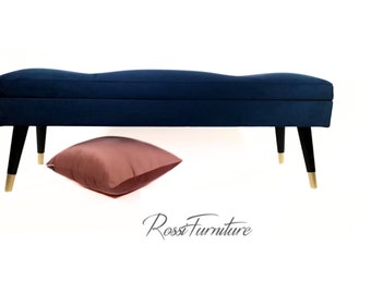 Banquette décorative rembourrée bleu marine avec rangement de Rossi Furniture