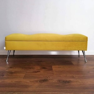ADELE gestoffeerde bank met opbergruimte, decoratieve bank, handgemaakt, op bestelling gemaakt, Rossi Furniture