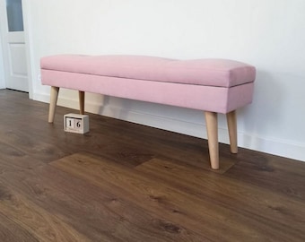 Ławeczka , ławka pudrowy róż , dekoracyjna ławeczka Rossi Furniture 80 cm