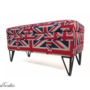 Panca baule LONDON 80 cm x 35 cm, imbottita FATTO A MANO realizzato da Rossi Mobili Solo 1 disponibile in questo tessuto !!!!!! -cuscino incluso-