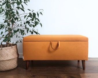 Banc décoratif, malle BELLA II, rangement - pieds en bois réalisé par Rossi Furniture