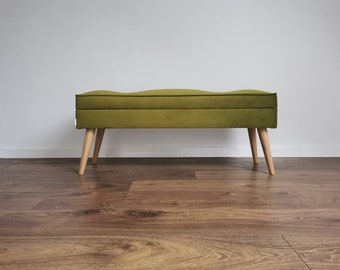 Bench upholstered with clipboard by Rossi Furniture  oak legs