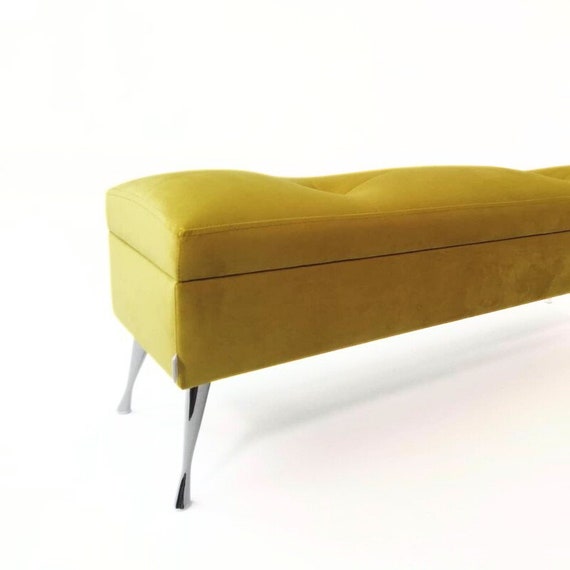 Yellow ADELE Bench With Storage From Rossi Furniture Etsy UK