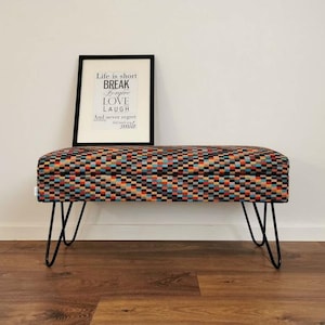 Electra bench fabric Barcelona metal legs, Rossi Furniture