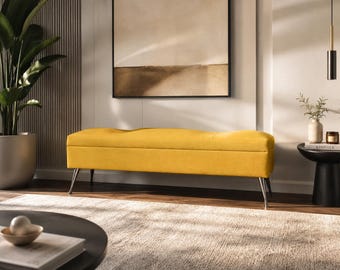 Panca gialla ADELE con contenitore di Rossi Furniture