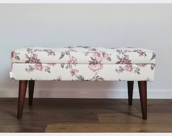 Bench with floral patterns from Rossi Furniture   Patterned Storage Bench