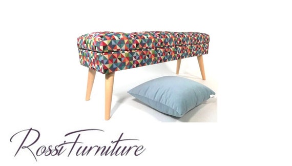 Patterned upholstered bench deals