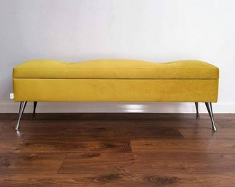 Yellow ADELE bench with storage from Rossi Furniture