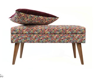 LOVARE LUX bench , bench with patterns, Bench Upholstered  rossi furniture  colorful bench , Trunk in patterns , Patterned furniture