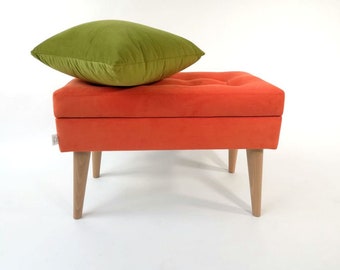 Banc orange avec rangement mady par Rossi Furniture 60 cm