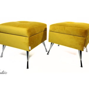 Adele Sitzpuff Rossi Furniture Sitzpuff mit Aufbewahrungssitz, verchromten Beinen, Sitzhocker mit Stauraum