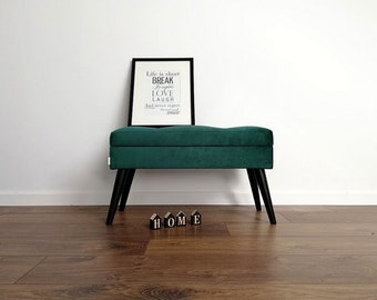 LOVARE green bench upholstered with clipboard by Rossi Furniture