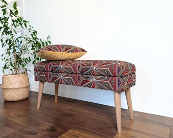 LOVARE LUX bench , bench with patterns, Bench Upholstered rossi furniture colorful bench , Trunk in patterns , Patterned furnitur