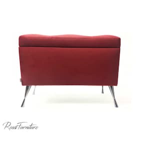 HANDGEFERTIGTE ADELE Truhe rot von Rossi Furniture Bank mit Stauraum | Polstertruhe, Truhe, Pouf mit Stauraum,