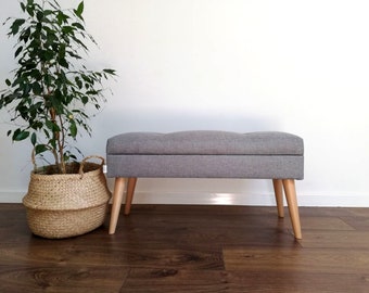 LOVARE bench with storage   LOVARE Handmade Bench Footstool Upholstered by Rossi Furniture