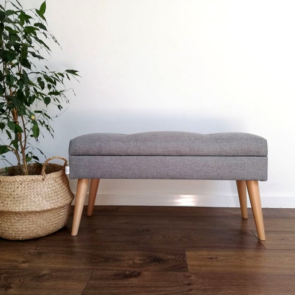 LOVARE bench with storage   LOVARE Handmade Bench Footstool Upholstered by Rossi Furniture