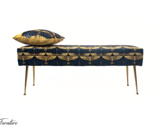 Bench Upholstered LATINA  whit STORAGE  47 cm high bench in patterns fabric   Rossi Furniture