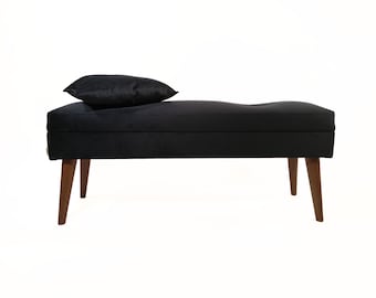 LOVARE black  bench upholstered with clipboard by Rossi Furniture/ french velvet  fabric/