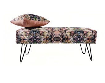 Banc ELECTRA II avec motifs, motifs géométriques, rangements, pieds harpin Rossi Furniture LOFT Rembourré