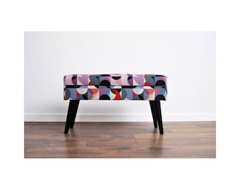 Banc LOVARE avec rangement, tissu LOTUS 90