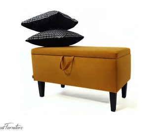 Decorative bench, BELLA II trunk, storage - wooden legs made by Rossi Furniture