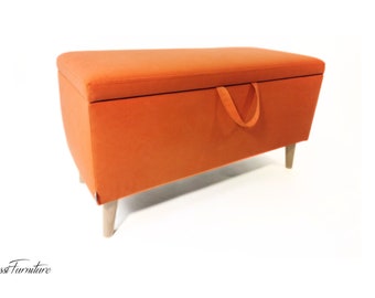 Decorative bench, trunk BELLA II trunk, storage - wooden legs made by Rossi Furniture