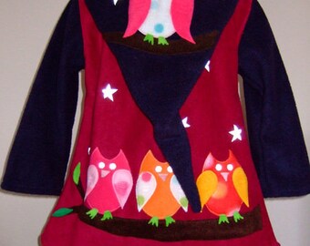 Brightly coloured Owls "Reflector-zip jacket Desired Size