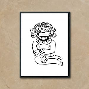 Printable Art, Curicaueri, dios del fuego de los tarascos, Mexican art, instant download Minimalist Art, diety Art, digital print, ancient