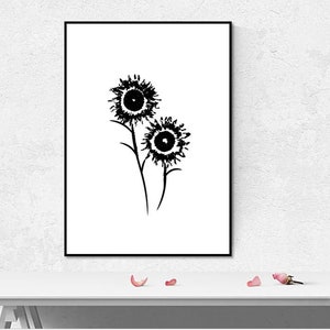 Druckbare Kunst, Sonnenblumen, sofortiger Download minimalistischer Kunst, Minimalistisch, florale Kunst, einfache digitale Kunst, Druck, Digitaldruck