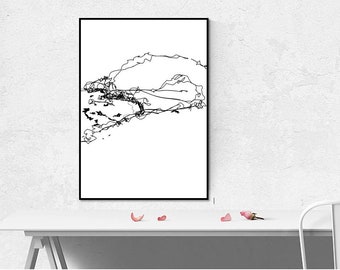 Printable Art, Sunset Cliffs instant download Minimalist Art, Minimalist, lansdcape Art, simple digital art, Print, digital print