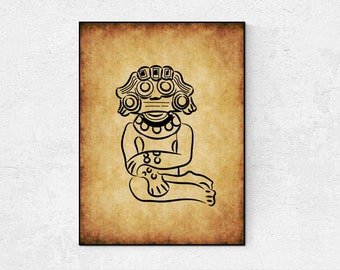 Arte stampabile, Curicaueri, dios del fuego de los tarascos, arte messicana, download istantaneo Arte minimalista, arte della divinità, stampa digitale, antica