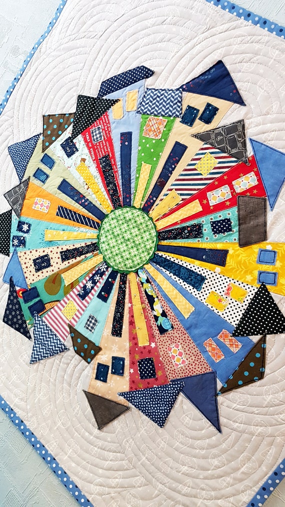 Dresden Plate Template Quilt, Quilt for Sale, Modern Quilt, Mini Quilt,  Farmhouse Quilt, Homemade Quilts 
