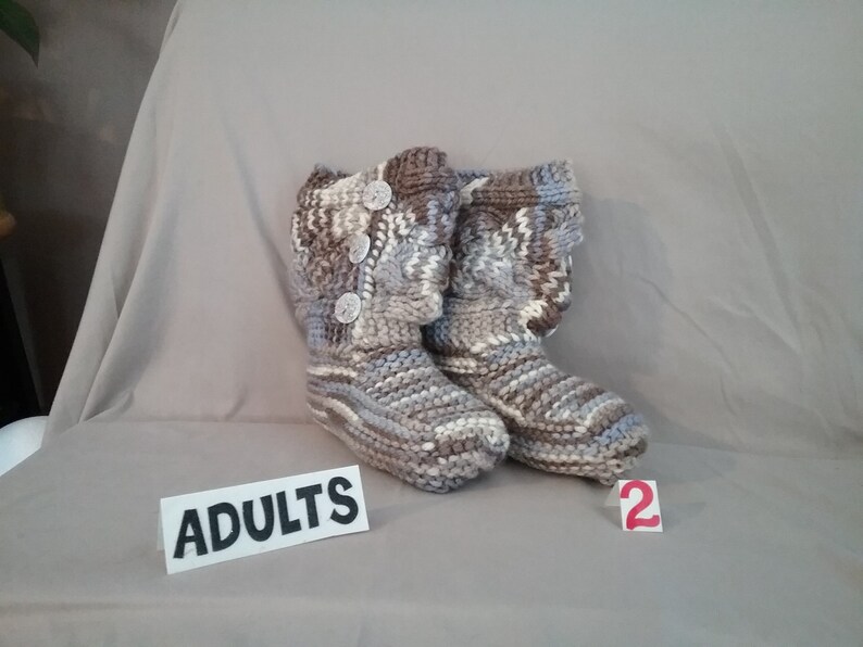 Adults Hand Knit Cable Slippers