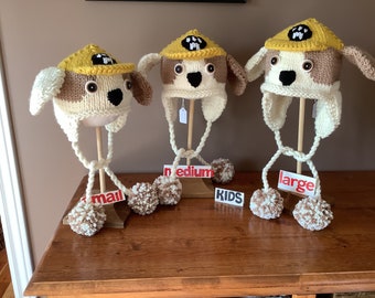 Childrens Hand Knit Winter Hats - Rubble