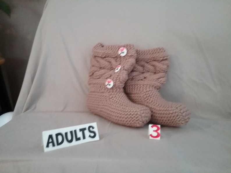 Adults Hand Knit Cable Slippers
