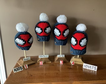 Hand Knit Winter Hats - Spiderman