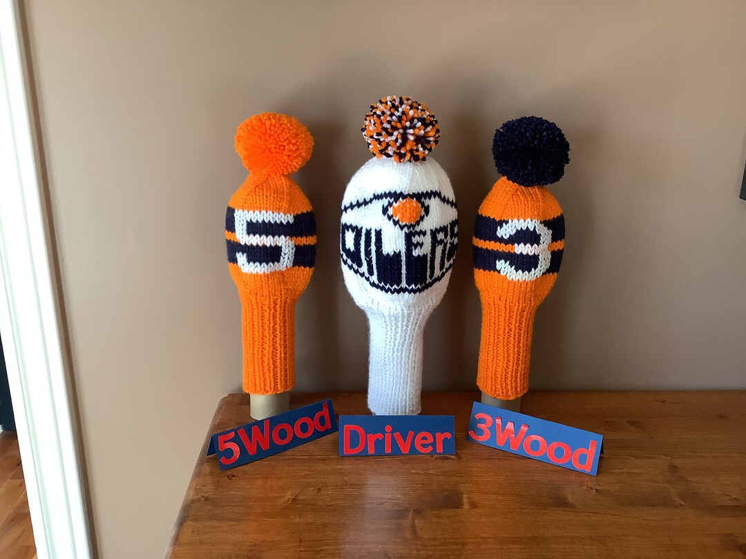 Hand Knit Golf Club Covers Set Edmonton Oilers NHL Etsy