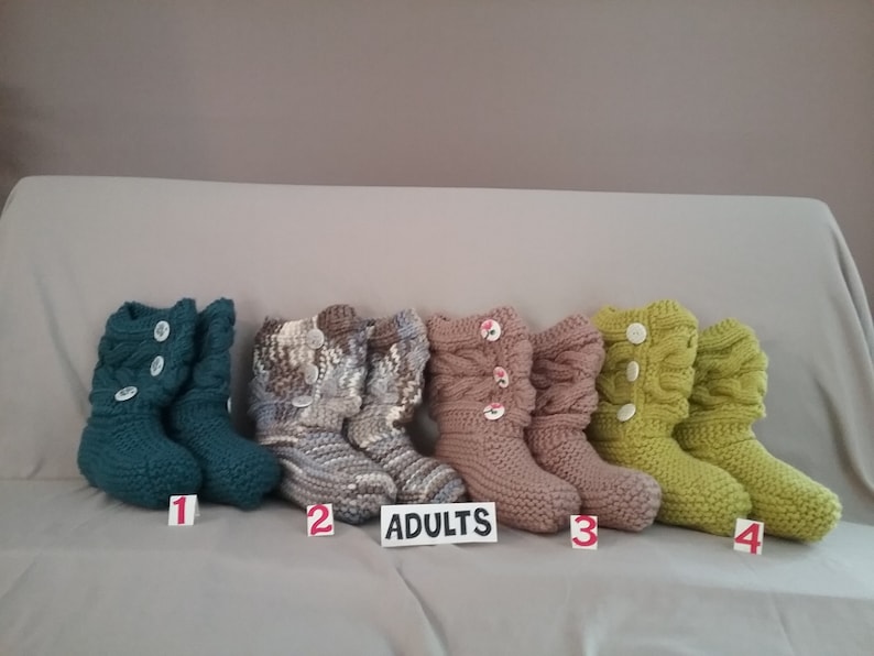 Adults Hand Knit Cable Slippers