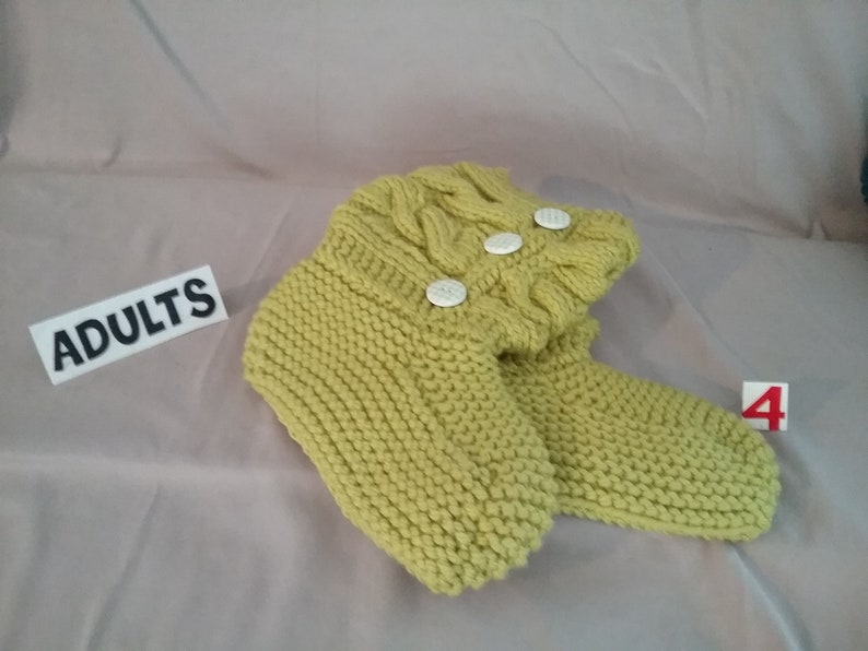 Adults Hand Knit Cable Slippers