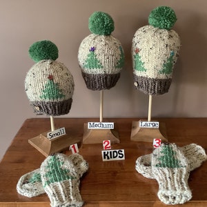 Childrens Hand Knit Christmas Tree Winter Hats