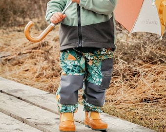 Outdoor pants/mud pants "Garden Party" colorful with flowers and butterflies