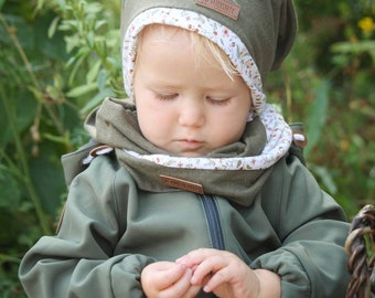 Softshell suit/outdoor overall "Grünspecht" olive green waterproof unisex baby overall boy girl