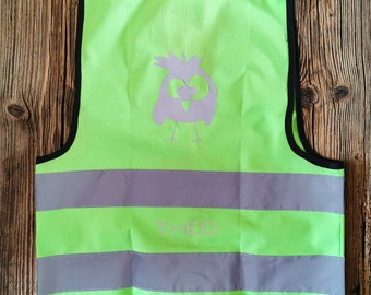 Fireflies - luminous vests for children with reflector in green. Safety vest personalization