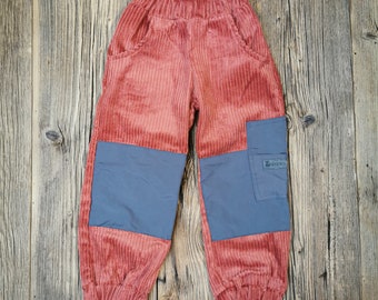 Corduroy broek "Pumuckel" roestrood oranje broek met robuuste passementen voor jongens en meisjes outdoorbroek trekkingbroek
