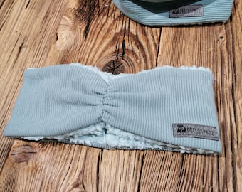 Stirnband gefüttert mit Baumwollteddy in mint